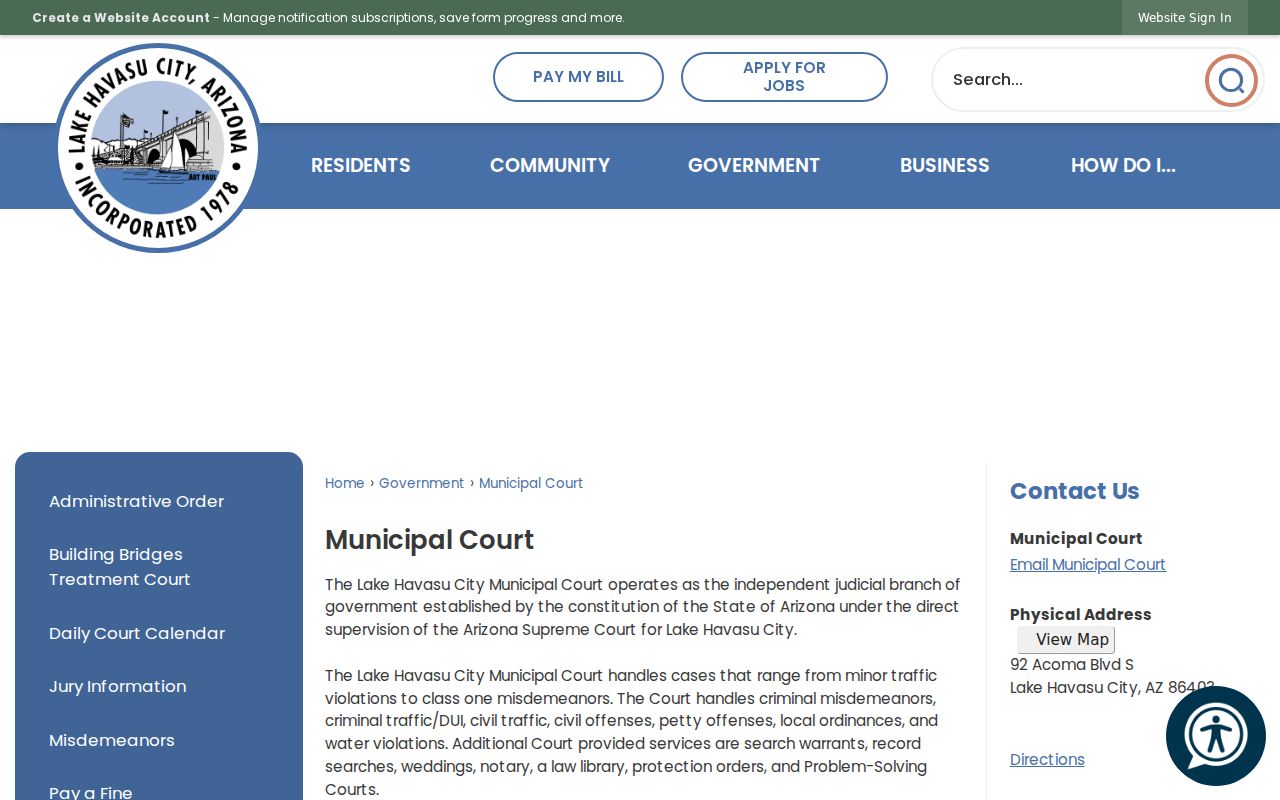 Lake Havasu City court docket municipal court source